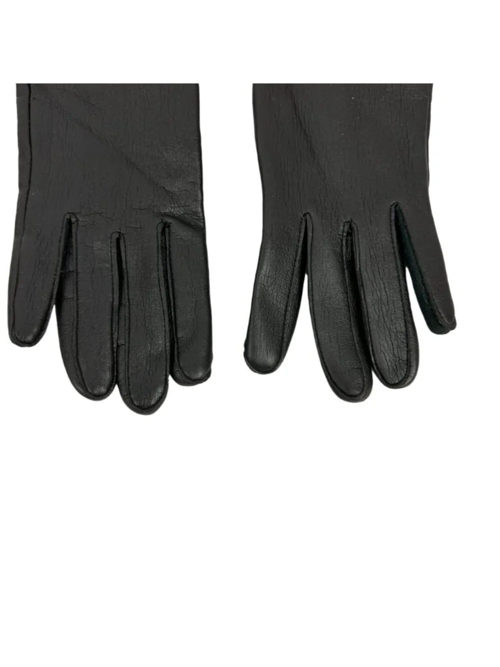 Black Women’s Vinyl Gloves Gold-Tone Buckle Detail Medium Knit Cotton Lining